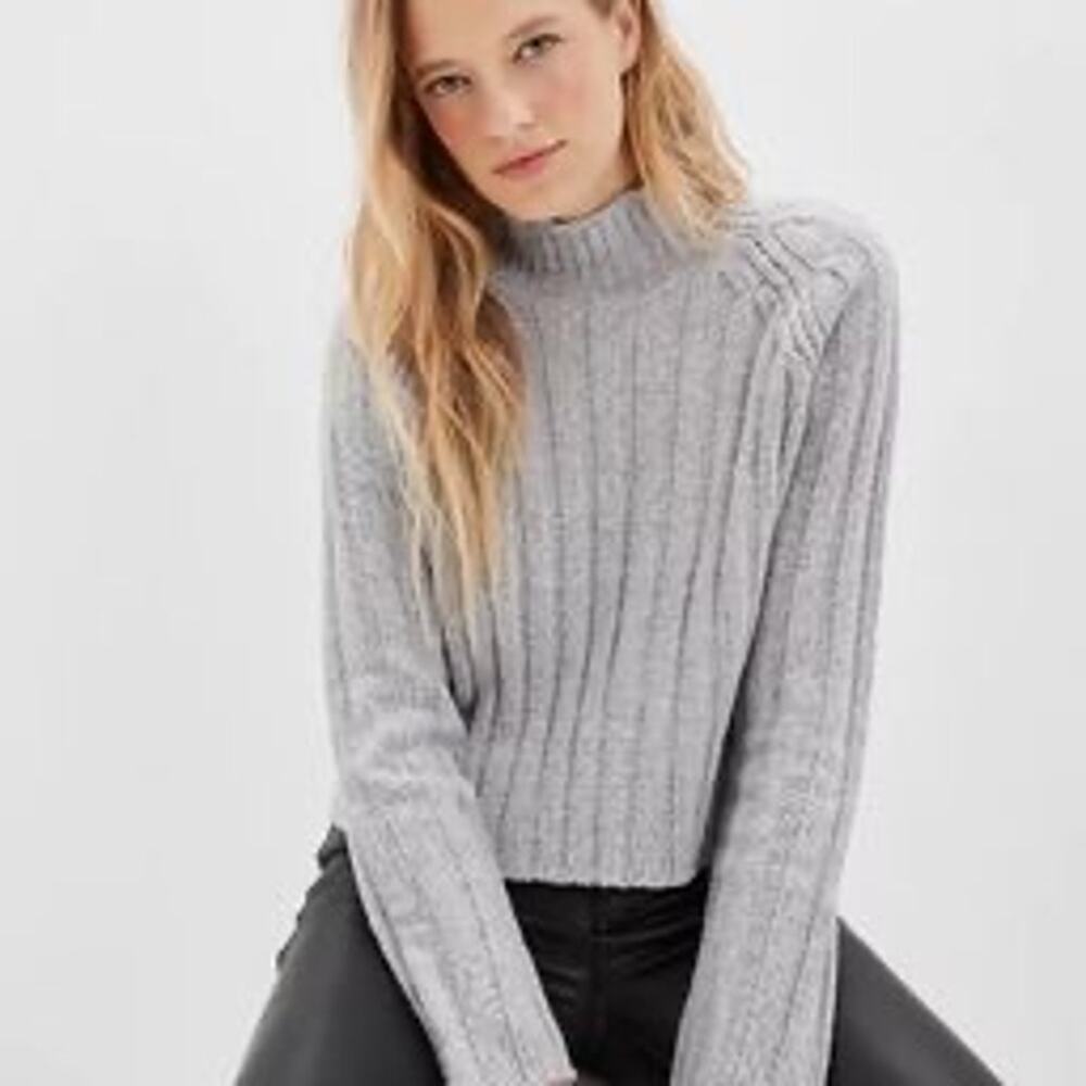 AMERICAN EAGLE | Cropped Ribbed‎ Mock Neck Sweater | XS